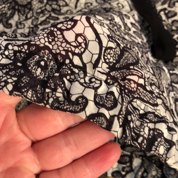 INC International ysize 14 Black ivory sheer paisley print 3/4 sleeve - Picture 8 of 11